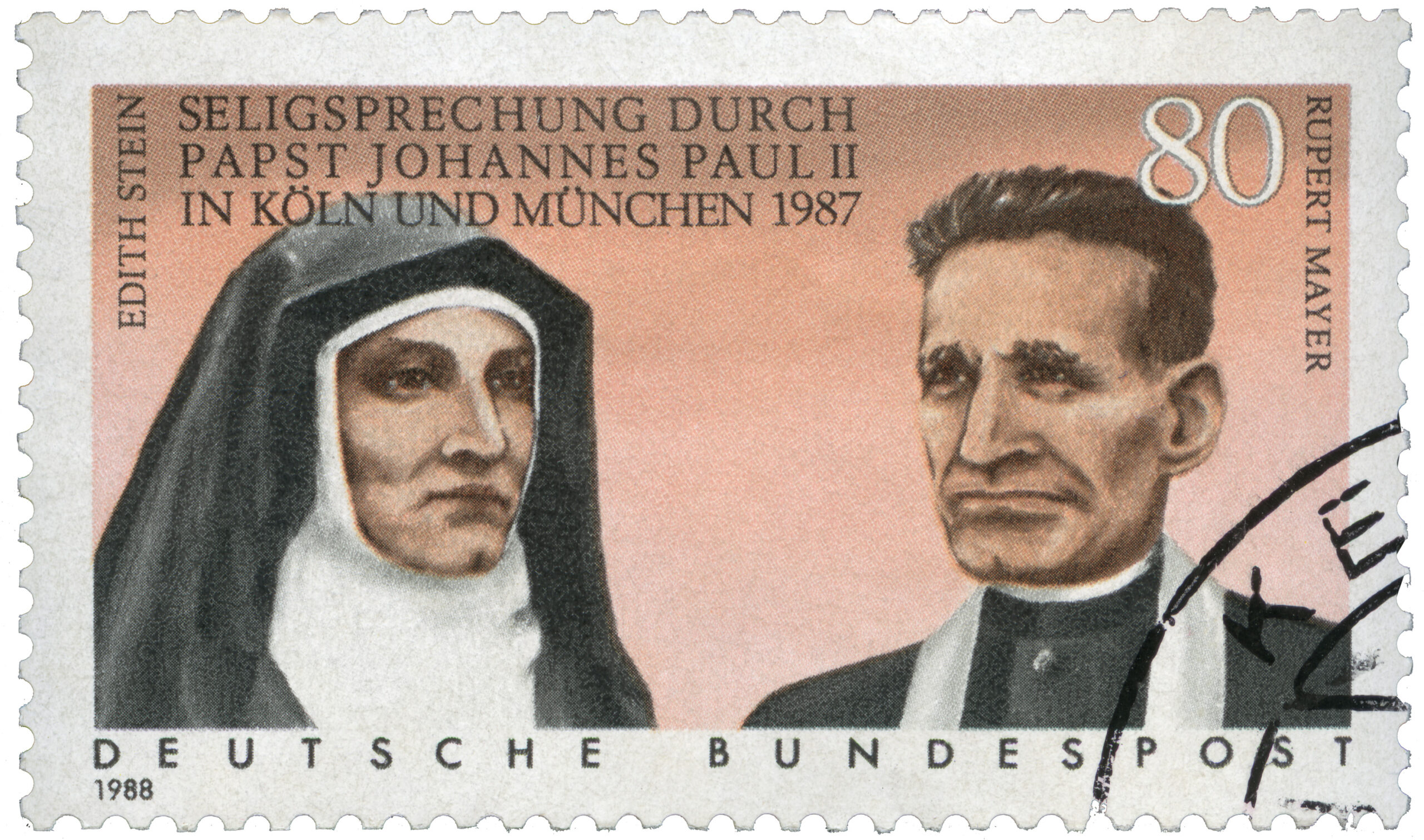 Briefmarke mit den Portraits von Edith Stein und Rupert Mayer