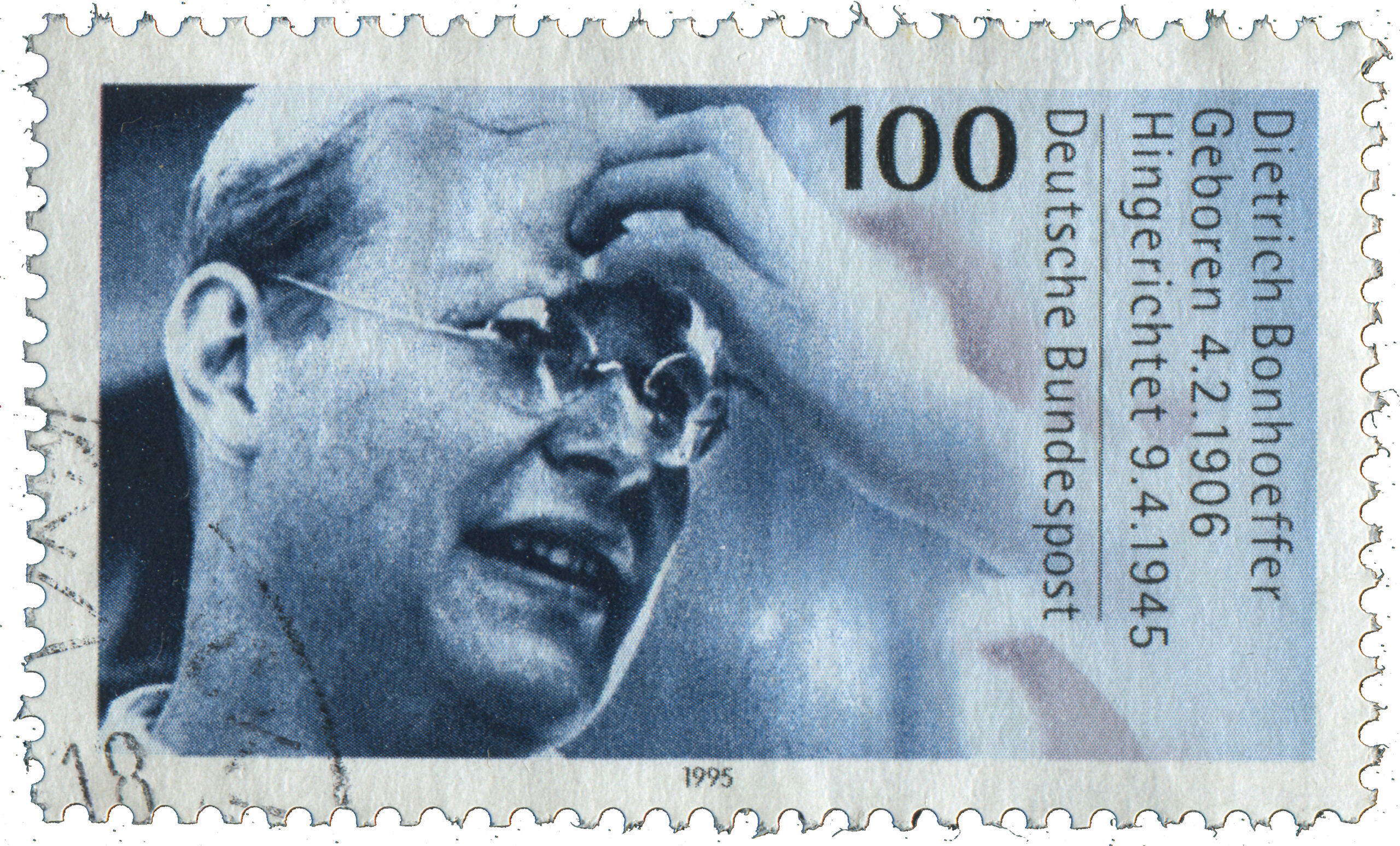 Briefmarke mit dem Portrait Dietrich Bonhoeffers